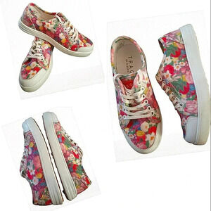 Flower Power Floral Retro Boho 6.5 Colorful Comfortable Vacation Casual Sneakers